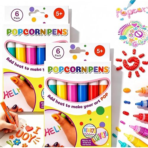 Stylo Pop Corn Magique 3D à Bulles Gonflées avec Effet Relief (6 