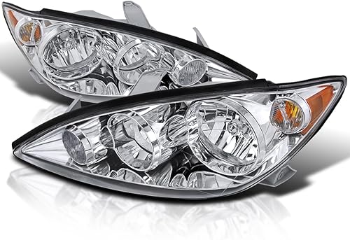 Spec-D Tuning Faros delanteros cromados compatibles con Toyota Camry 2005-2006, conjunto de lámpara de luz frontal L+R