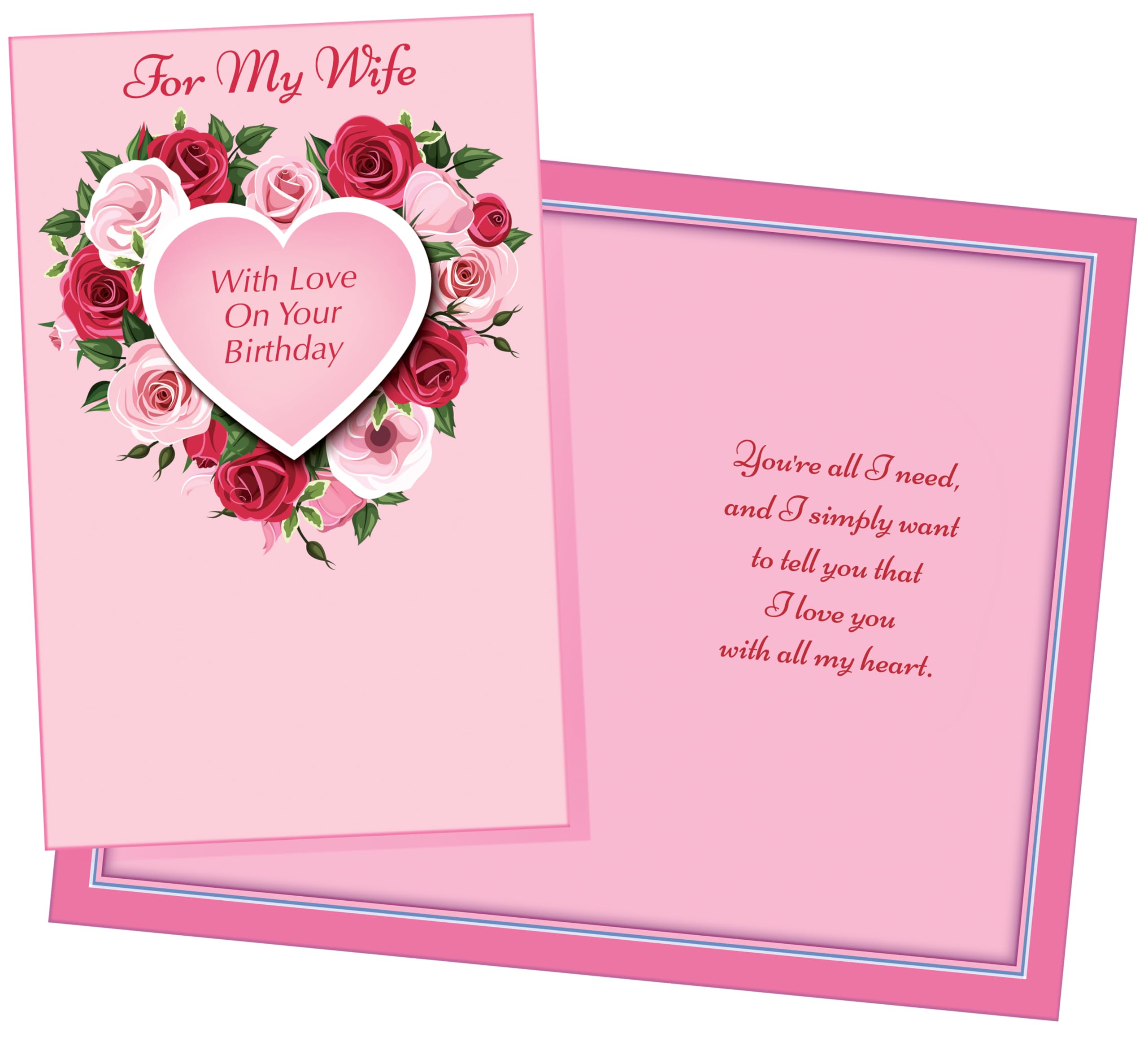 Chuck's Card-O-Rama Biglietto Auguri Compleanno Per Moglie - 'I Love My Beautiful Wife' - Made In USA
