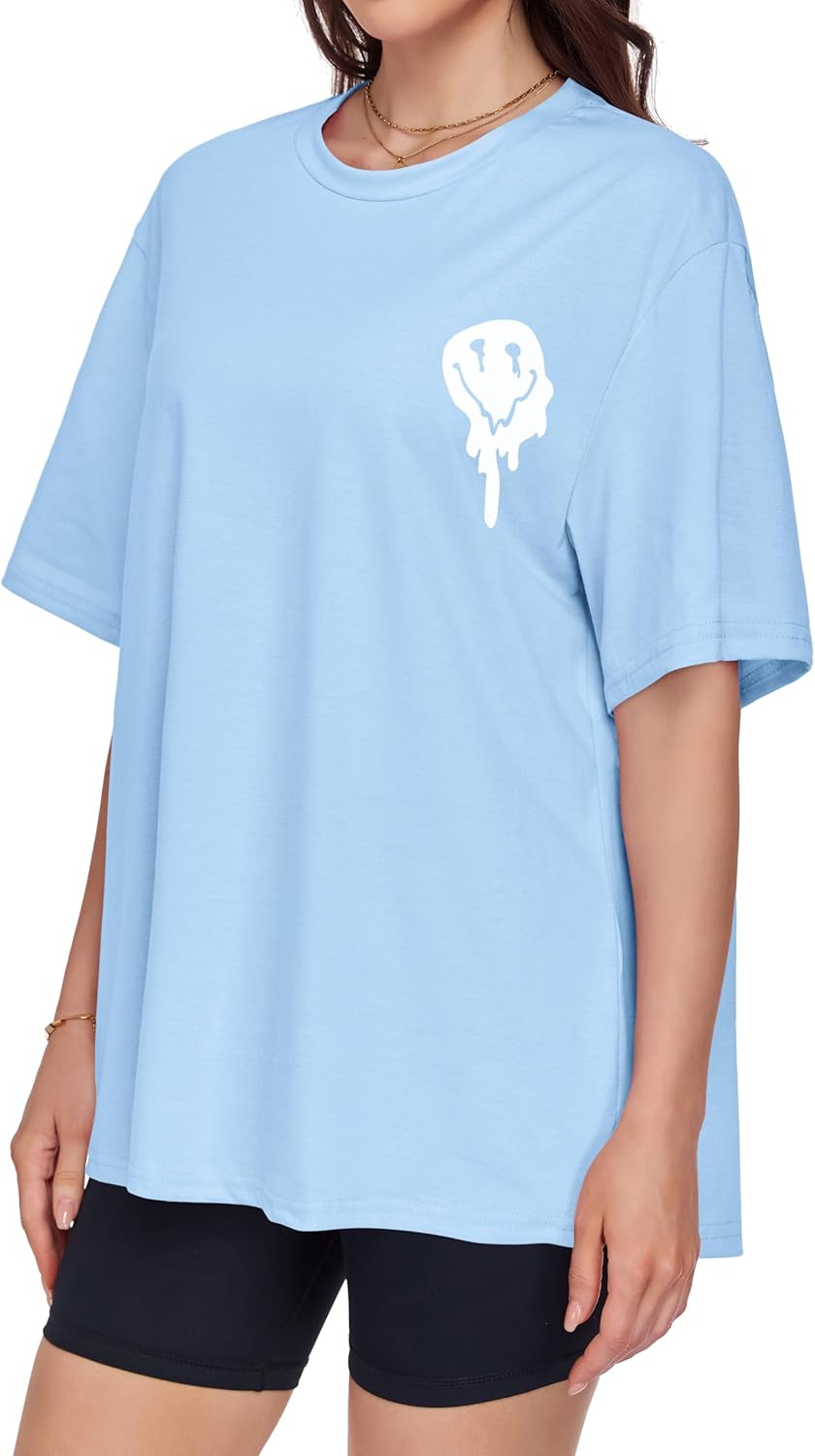 ADOREJOY Oversized Tshirts for Women Crewneck Summer Graphic Tees Short Sleeve Loose Basic Tops - Image 7