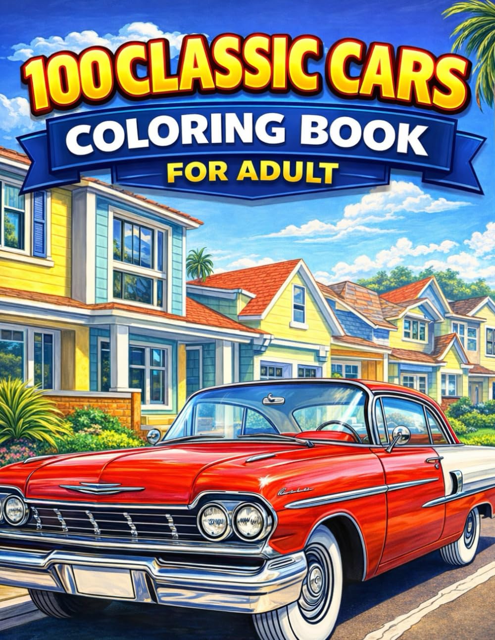 100 Classic Cars Coloring Book for Adult
