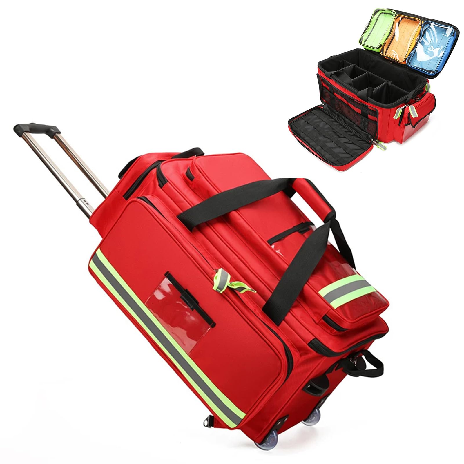 Große Erste-Hilfe-Tasche Für Pflegekräfte Und Ärzte, Rollbare Medizinische Tasche Mit Rollen, Herausnehmbaren Trennwänden Und Fächern, Für Die Häusliche Pflege, Ärzte Und Outdoor-wanderungen