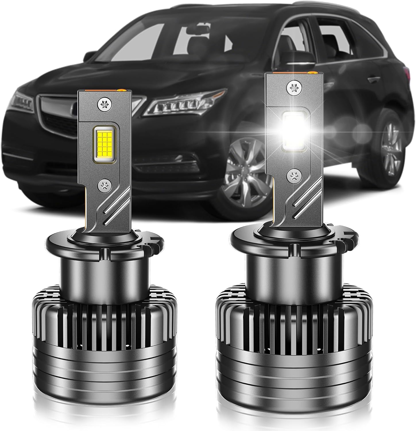 D2S HID Bulbs Fit for Acura 2004-2014 TL TSX 2007-2015 MDX RL RDX High&Low Beam, 24000LM 6000K Cool White, Plug and Play, Pack of 2