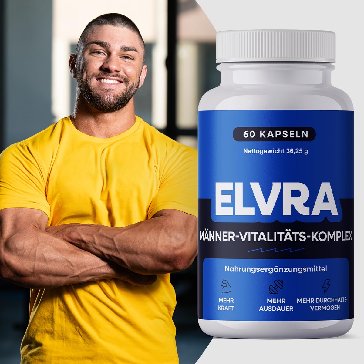 Elvra Maca Kapseln hochdosiert Cordyceps L-Arginin Ginseng Zink – vegan
