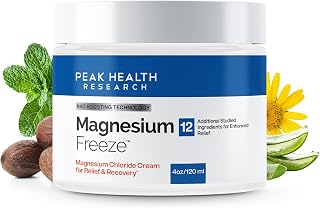 Magnesium Freeze - Topical Magnesium Chloride Cream for Joints, Low Back, Sciatic Nerve, Knee, Hip, & Foot - Fast Acting Cooling Formula - Lightweight, Non-Greasy - 4oz