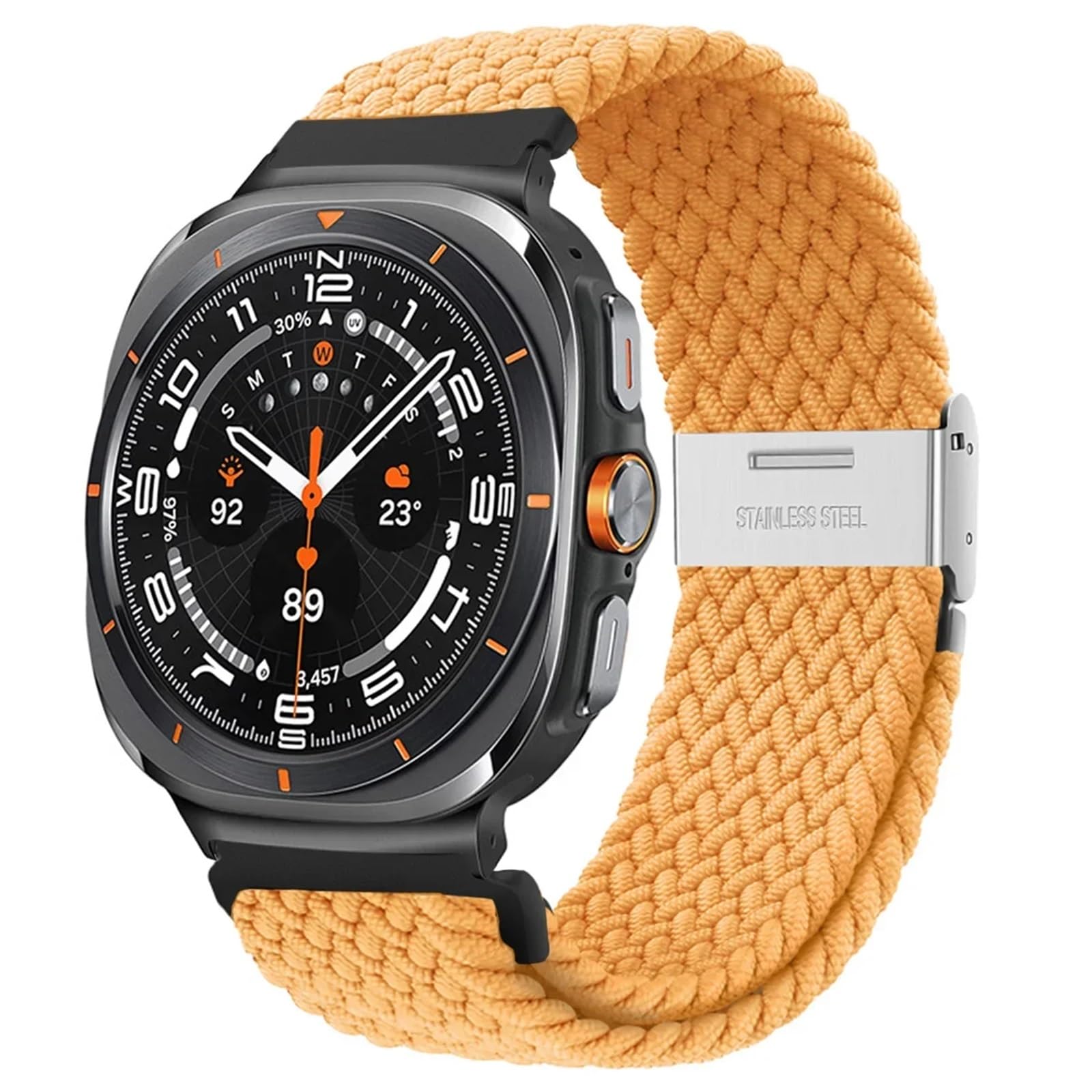 Para Galaxy Watch Ultra 47 mm Correas de reloj Nylon Elástico Trenzado Solo Loop Correa Pulsera