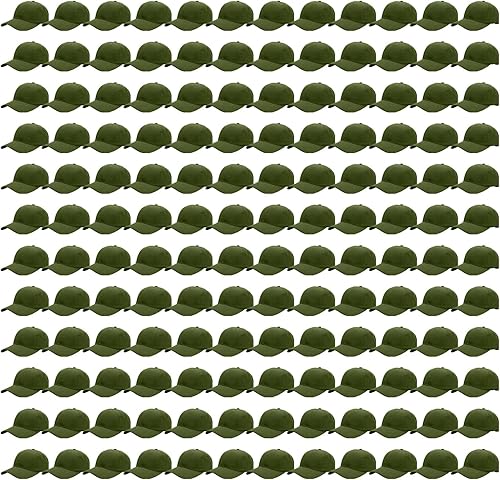 Falari - 24/144 unidades de gorra de béisbol unisex, lisa y de tamaño ajustable, venta al por mayor