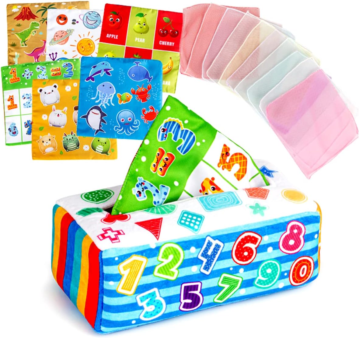 Baby Tissue Box Toy, Sensory Crinkle Tissue Box Magic Tissue Box for