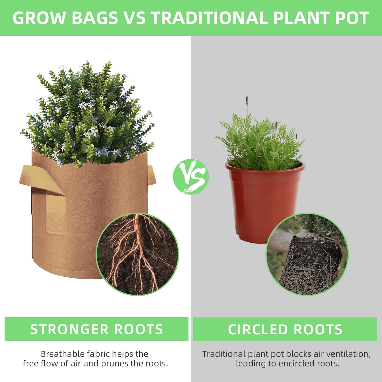 10 Gallon Garden Grow Bags, 30 Pack 10 Gal Planter Bags Fabric Pot, Nonwoven Grow Pots Heavy Duty Aeration Fabric Pots with Handles, Garden Fabric Planters for Vegetables Flowers (Brown)