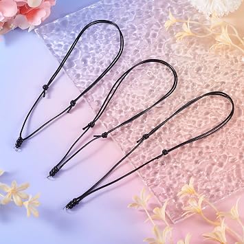 Beadthoven 30pcs Rope Necklace Cord Adjustable Double Knotted Necklaces String 1.5mm Rope Chain Choker with Metal Ring for Hanging Pendants Jewelry Making Black Cord Necklace for Men Women