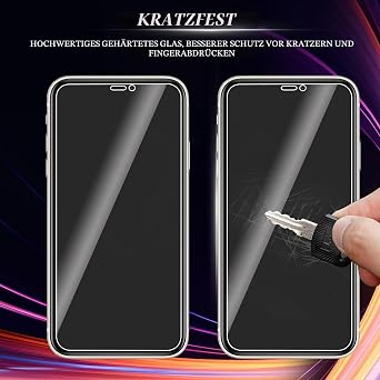 Pack of 3 Tempered Glass Private Screen for iPhone 11/XR Anti-Spy 9H Hardness Tempered Glass Anti-Scratch Privacy Screen Protector for iPhone 11/XR