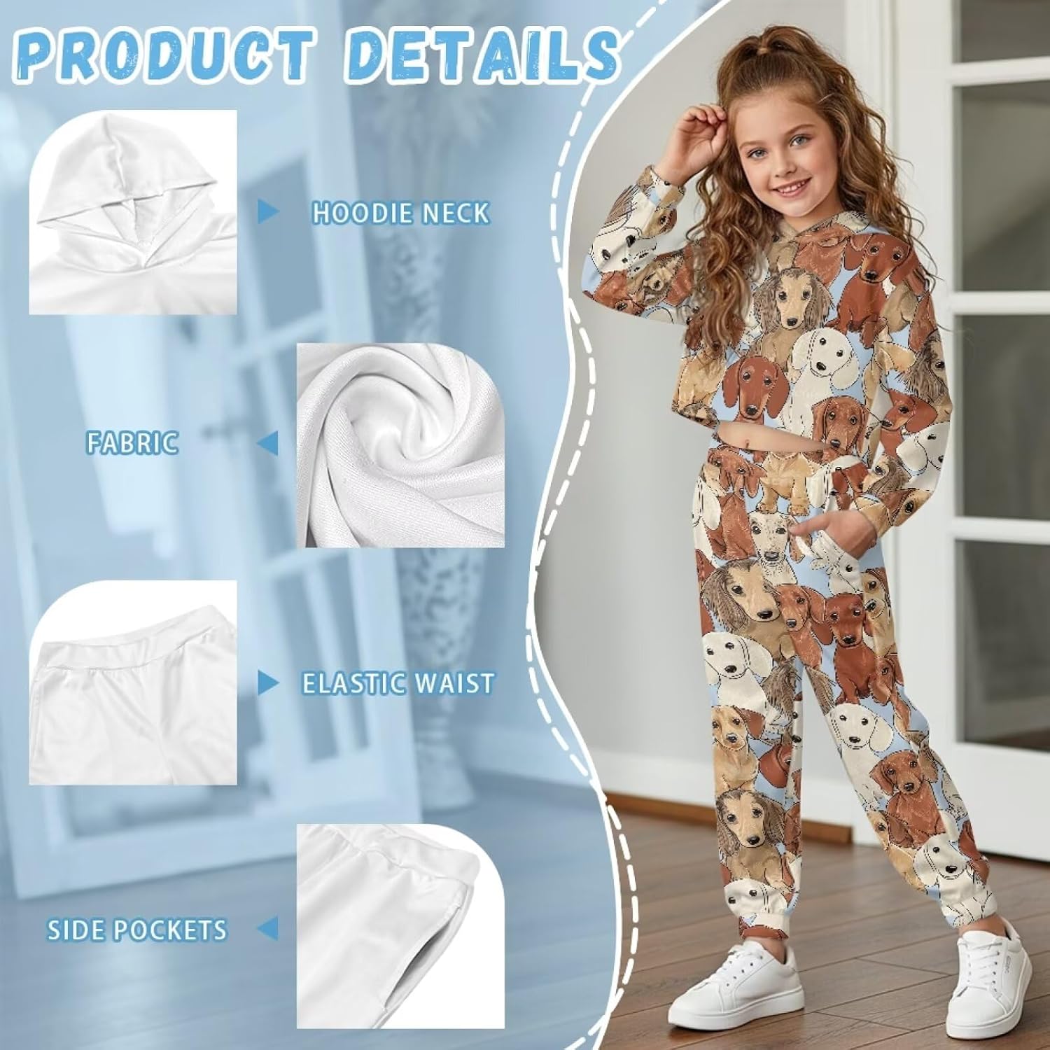 Girls 2 Piece Crop Top Hoodie Long Sleeve Jogger Sweatpants for Girls 4-13 Kids Sweatsuit Sets Fall Clothes