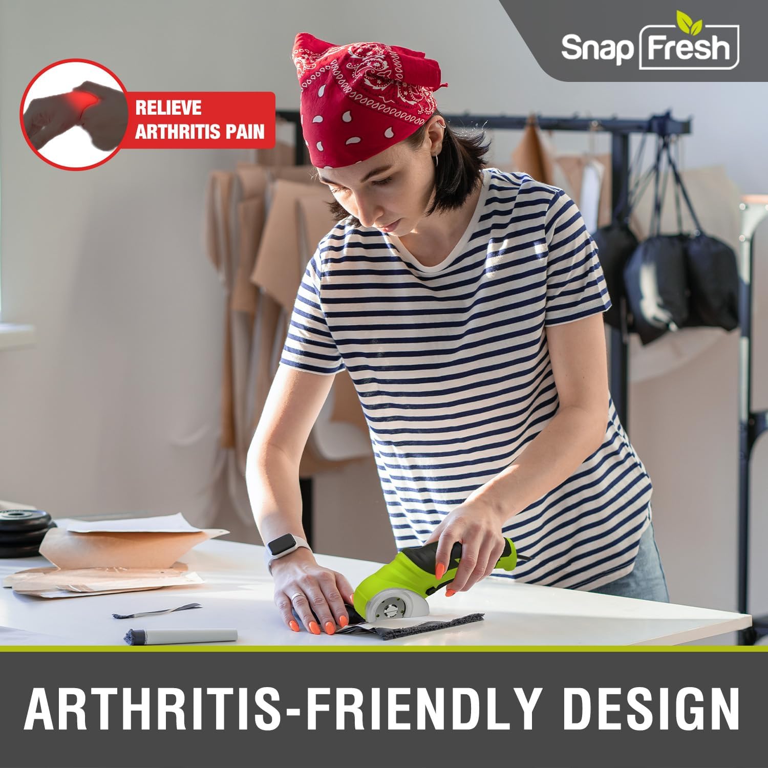 SnapFresh Cordless Electric Scissors, 4V Electric Mini Box Cutter (EC0601) with Carrying Case