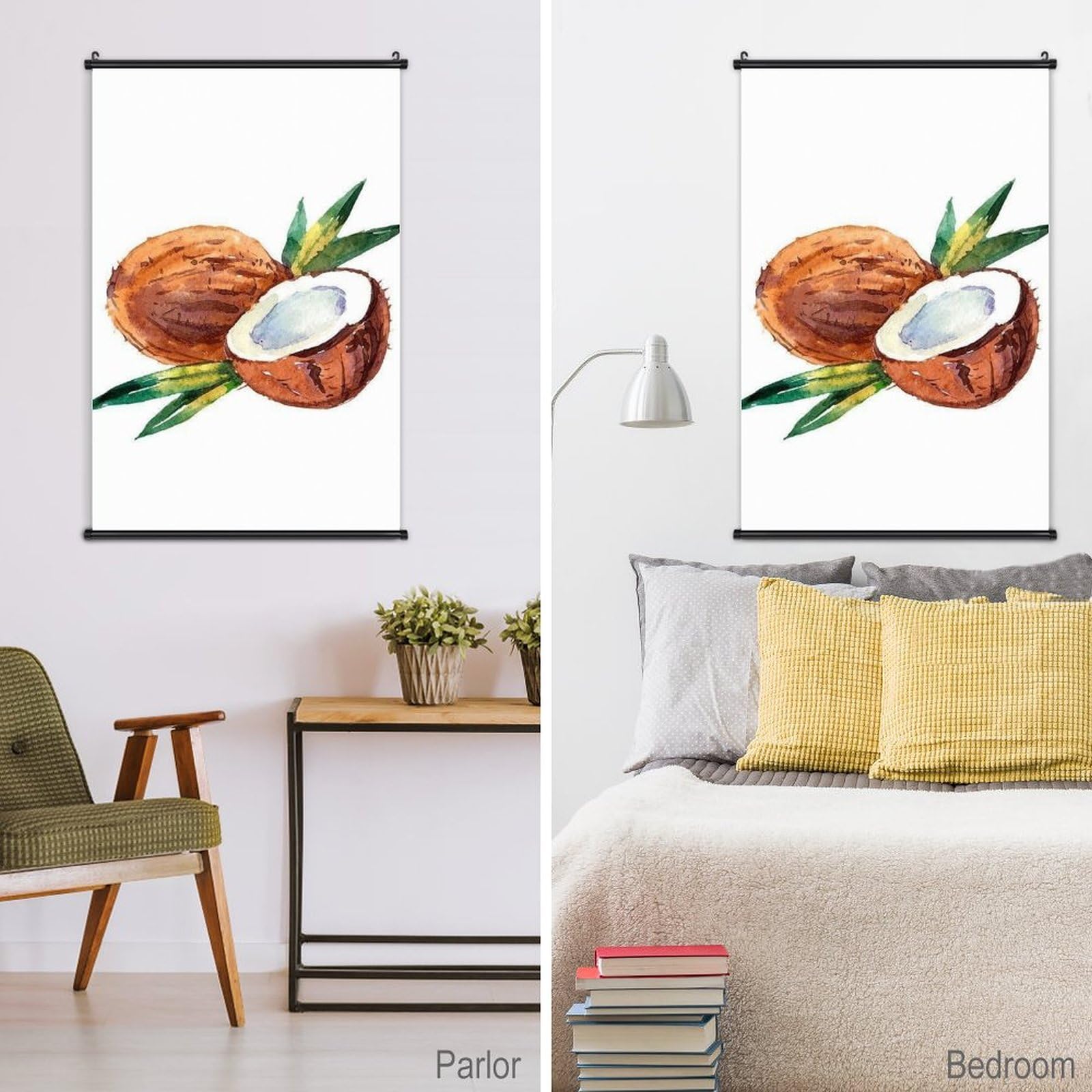 Amazon.co.jp: 水彩のココナッツのイラスト ポスター 壁掛け 掛け画