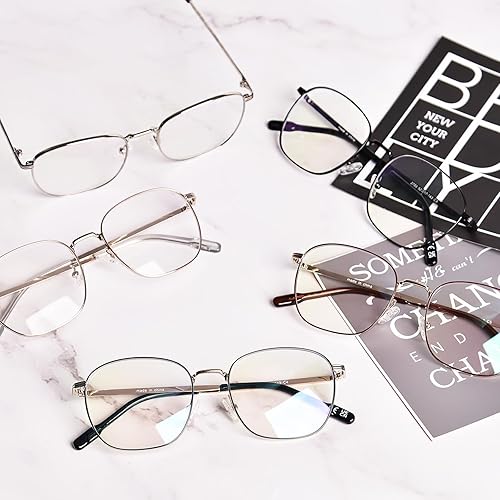 Miniatura 6 de OPTOFENDY Lentes de bloqueo de luz azul de metal para mujeres y hombres, anteojos cuadrados para computadora, antifatiga ocular y protección UV