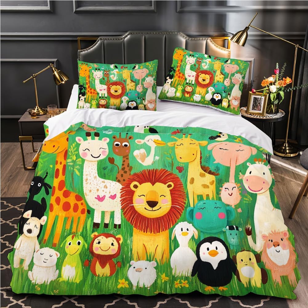 Housse de couette 240x260 animaux zippée pour changer de draps facilement