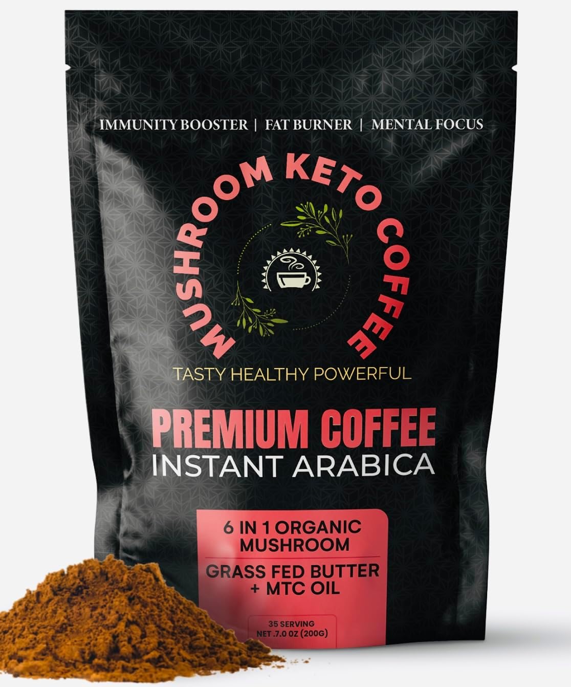 Vilorenz Mushroom-Keto Coffee. NO AFTER TASTE. Organic Adaptogenic Mushrooms, Grass Fed Butter and MCT Oil for Keto lifestyle. Premium Instant Arabica Beans, Medium Roast. 100% COFFEE TASTE