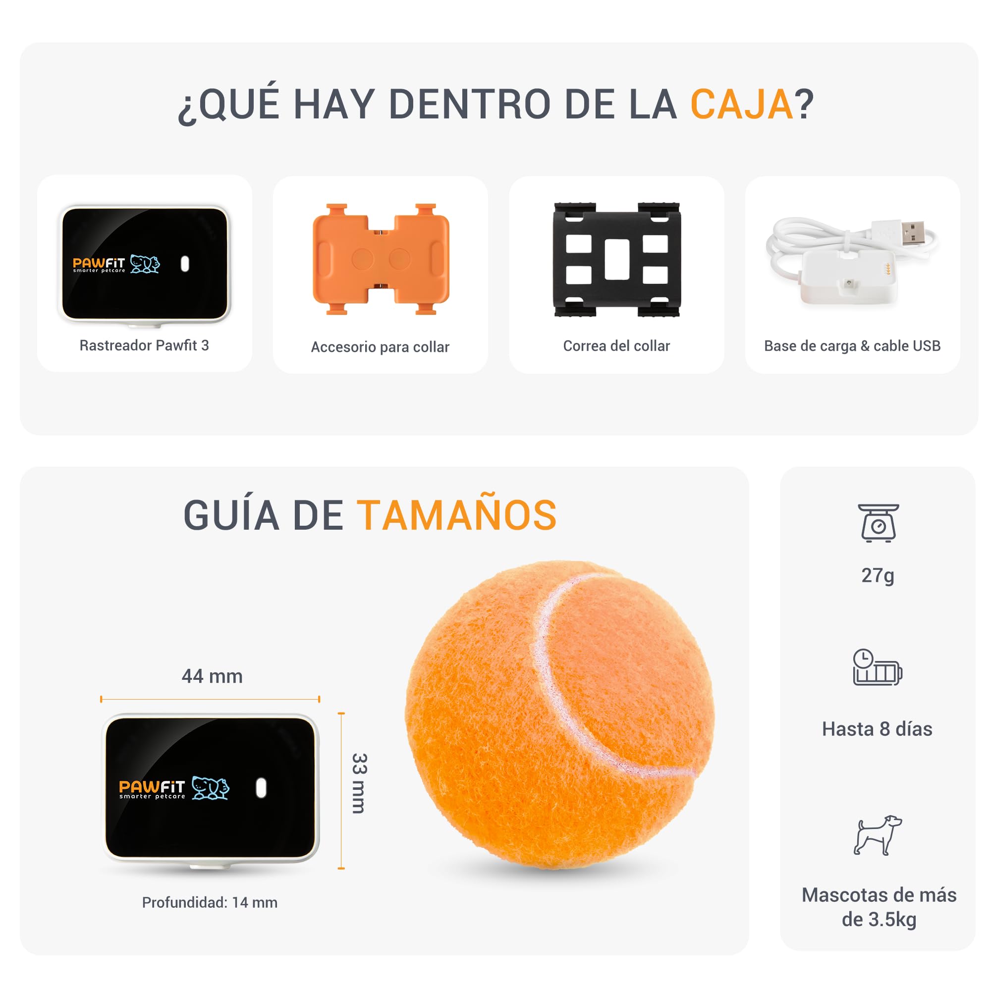 Pawfit 3 Rastreador GPS para Perros 4G, Seguimiento en Vivo, Impermeable, Llamada de Voz Remota