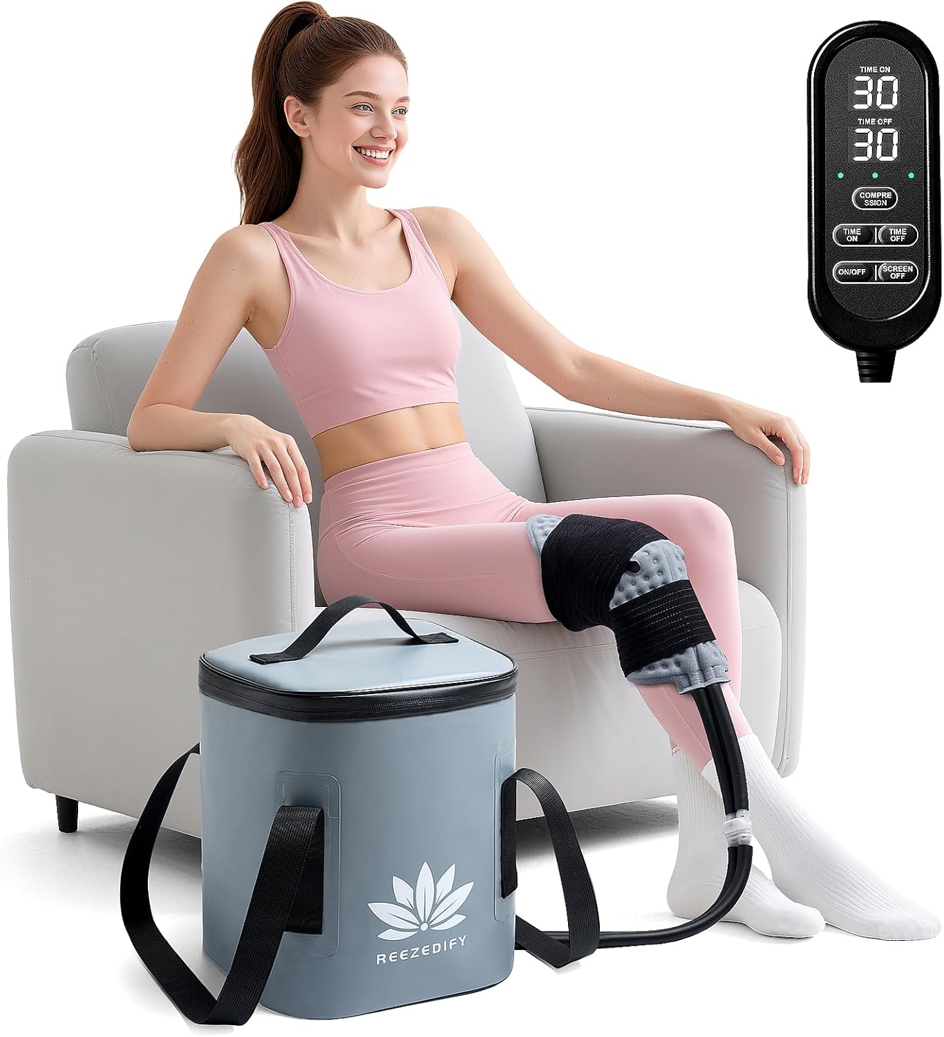 Ice Machine for Knee Shoulder Hip After Surgery w/Compression, Cold Therapy Machine for Knee Replacement, Cryotherapy for Post Surgery Recovery, Ice Therapy Pack Wrap for Injuries