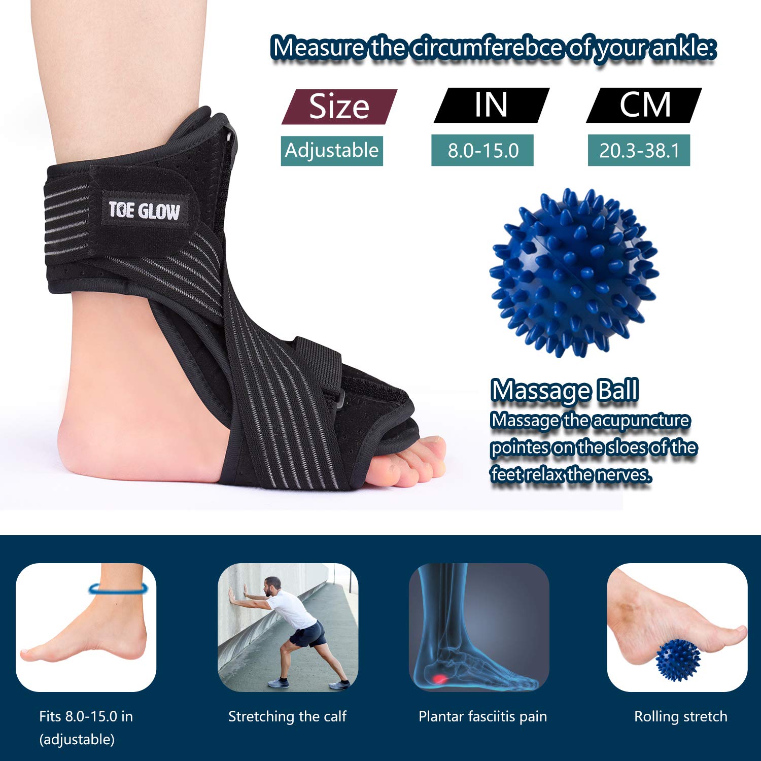 Copper Compression Plantar Fasciitis Night Splint Drop Foot Brace and