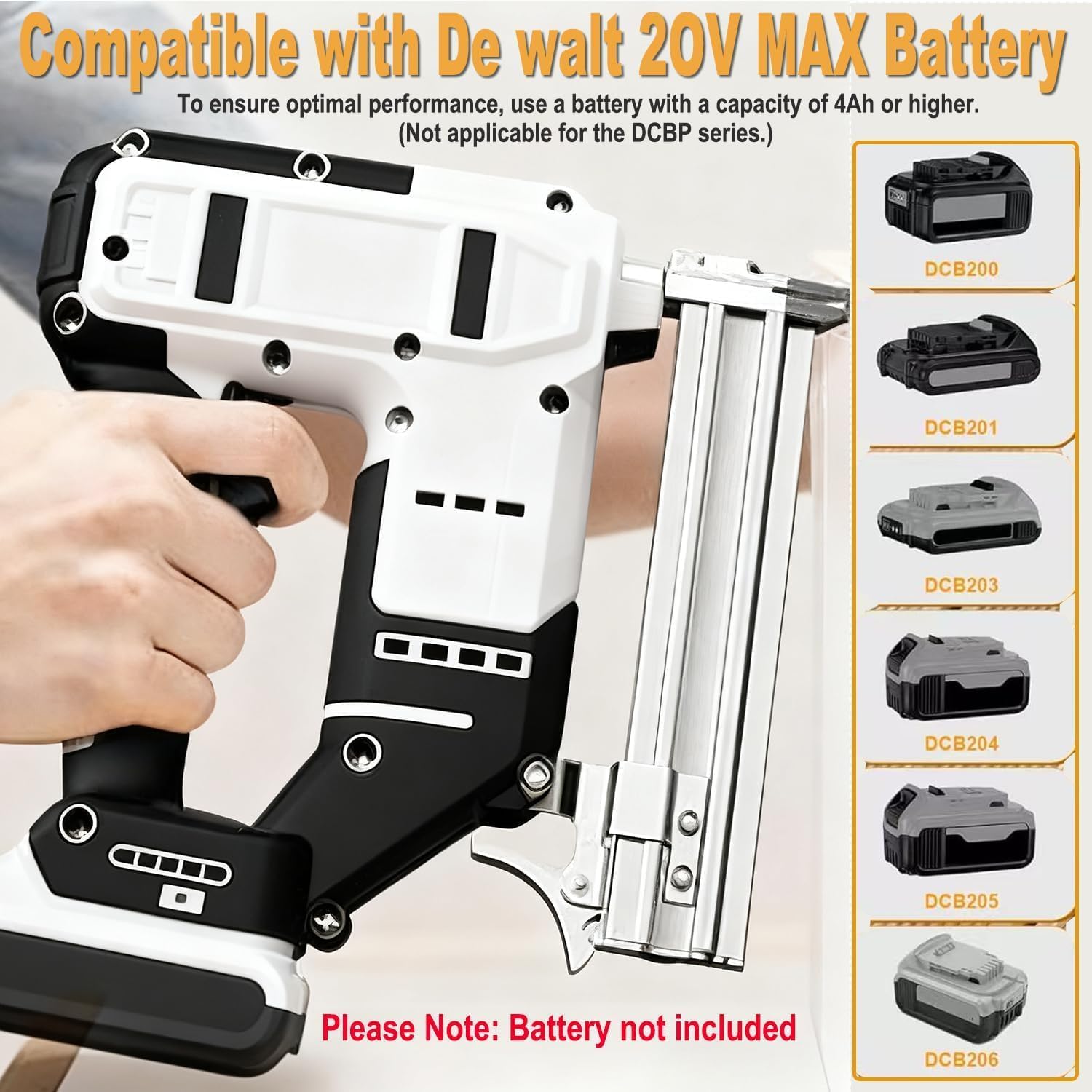 2 in 1 Cordless Brad Nailer Compatible with De wa-lt 20V Battery (No Battery), 18 Gauge Electric Nail Gun/Staple Gun with 1000 Nails & 1000 Staples for Upholstery Carpentry & Wood Working