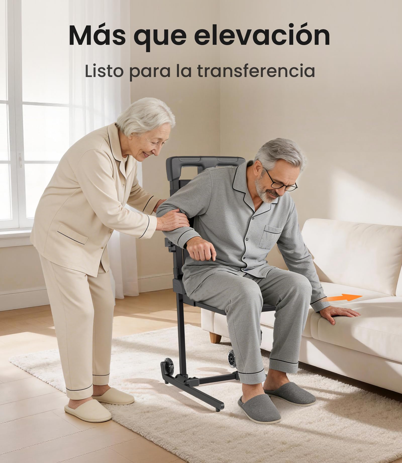VOCIC AX25 Sillón Elevador eléctrico 160 kg, Ligero y móvil | Mayores cuidado hogar, ayuda levantarse tras caída, sillón móvil ruedas grandes, transferencia sofá cama, ligero 160KG