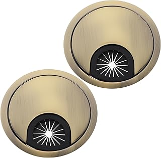 Desk Grommet, 2 Pack Desk Grommets for Wire Organizer Cable Cord Hole Cover Computer Desks Wire Cable Grommet Tidy Cables Hole Cover Organizers for Home and Office Wires Organizer (60mm, Gold)