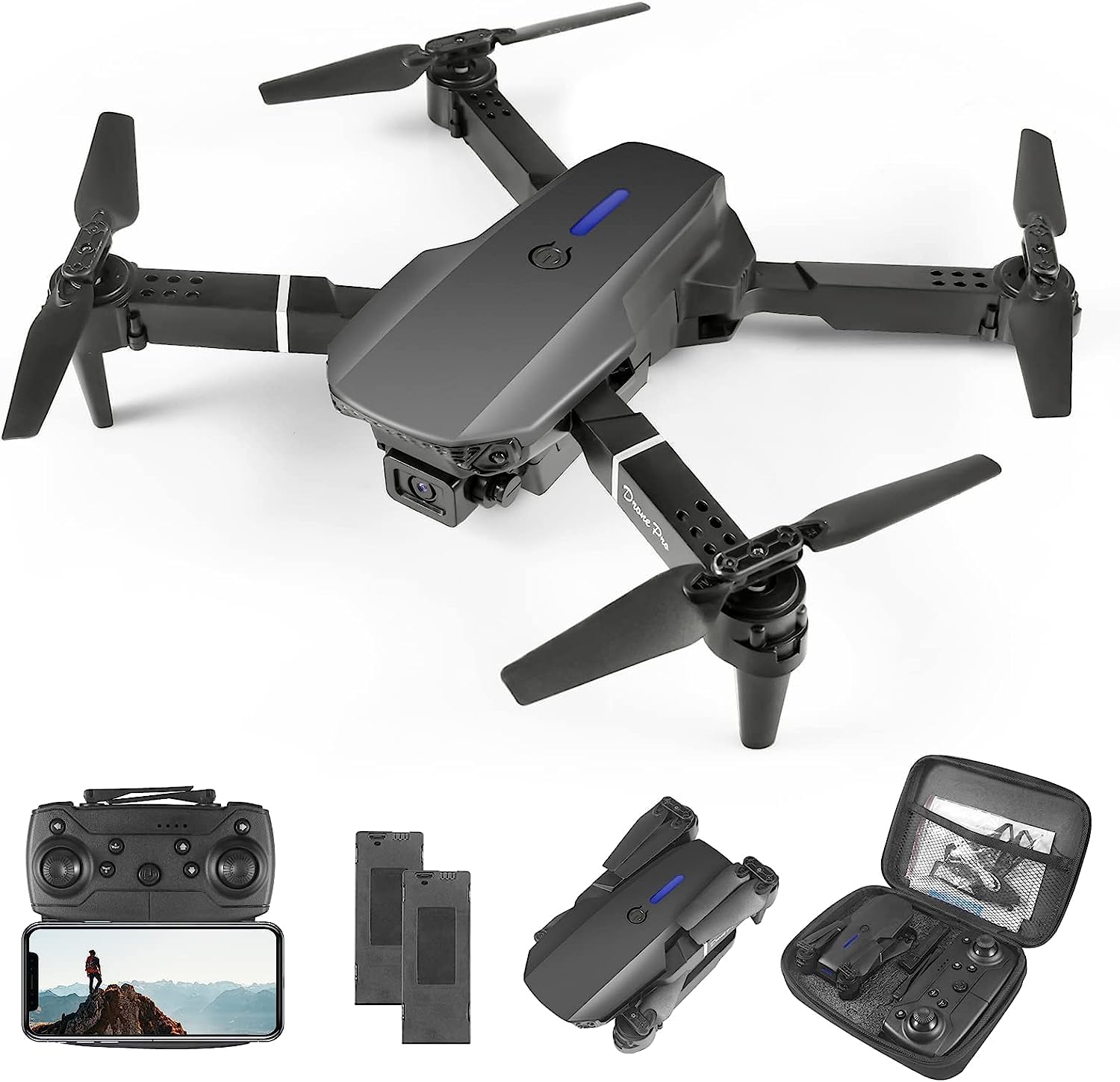 Drone Pieghevole Per Bambini E Principianti GERBALA - Fotocamera HD 1080P, Wi-Fi FPV, 2 Batterie, Follow Me
