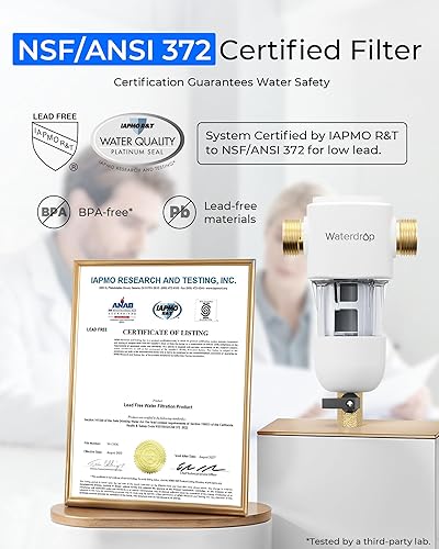 Miniatura 3 de Waterdrop Filtro de sedimentos giratorio, sistema de filtro de agua reutilizable para toda la casa, sistema de prefiltro desechable para agua de