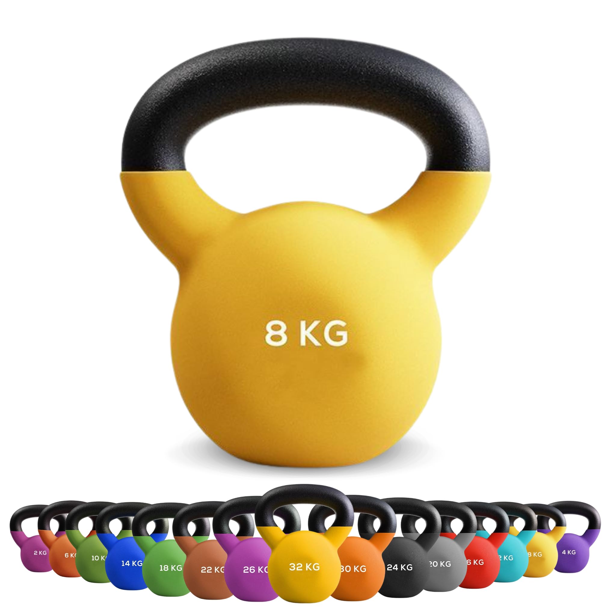 Kettlebell in Ghisa Rivestita in Neoprene da 4 a 32 Kg