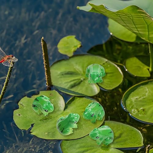 Miniatura 5 de BENOSPACE 40 piezas de mini ranas de resina, pequeñas figuras en miniatura de rana verde, lindos animales, modelo en miniatura, paisaje de musgo,