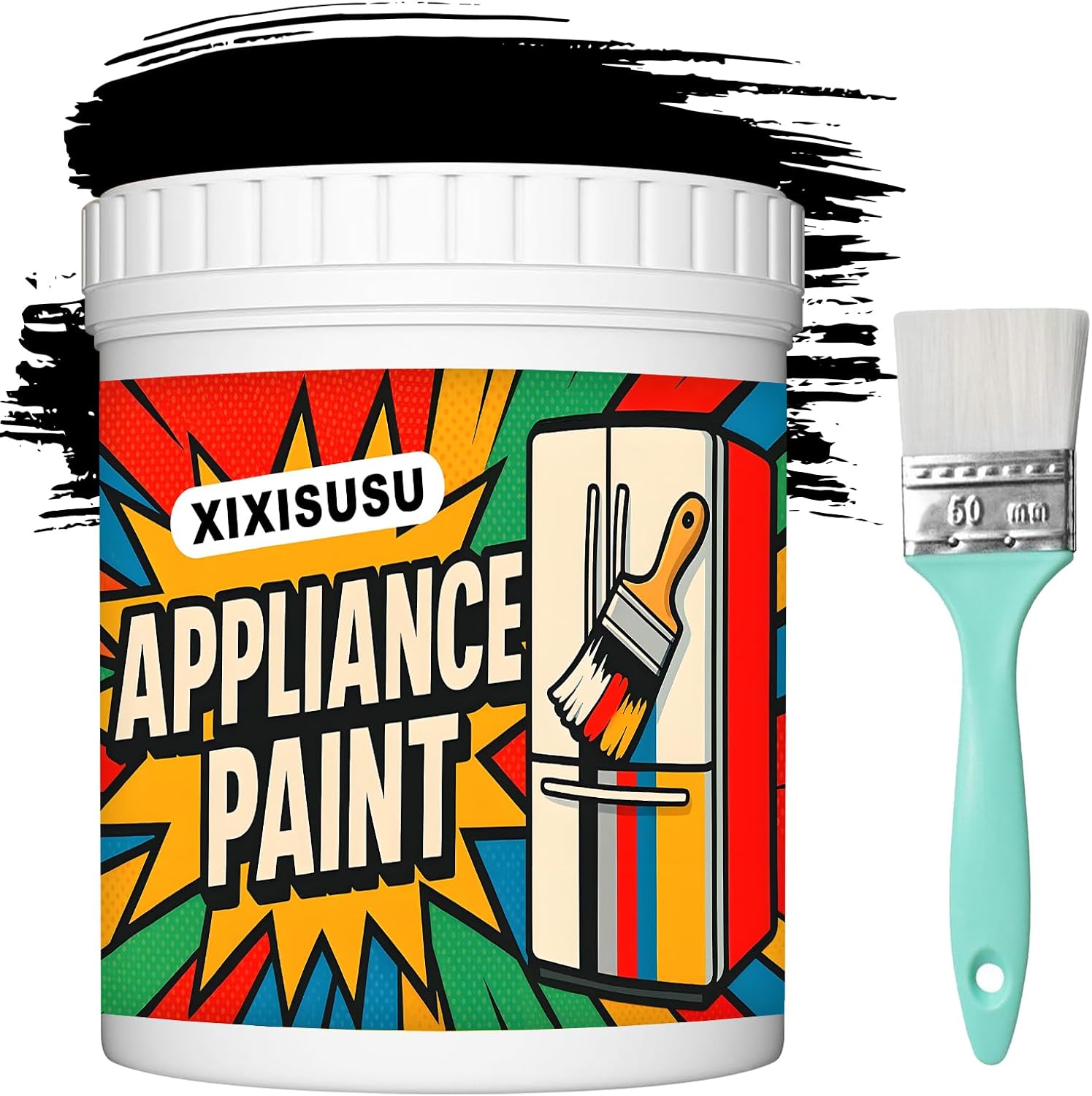 Black Appliance Paint, Refrigerator Paint, Appliance Touch Up Paint's, Rust Converter for Metal, Weatherproof, Water-Based, Long-Lasting Rust Prevention & Protection (Black, 10 Fl.Oz)