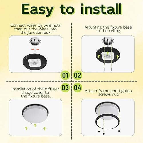 Miniatura 60 de hykolity Lámpara de techo LED de montaje empotrado de 10 pulgadas, 17 W, 1100 lm, 2700 K/3000 K/3500 K/4000 K/5000 K, luces de techo ajustables