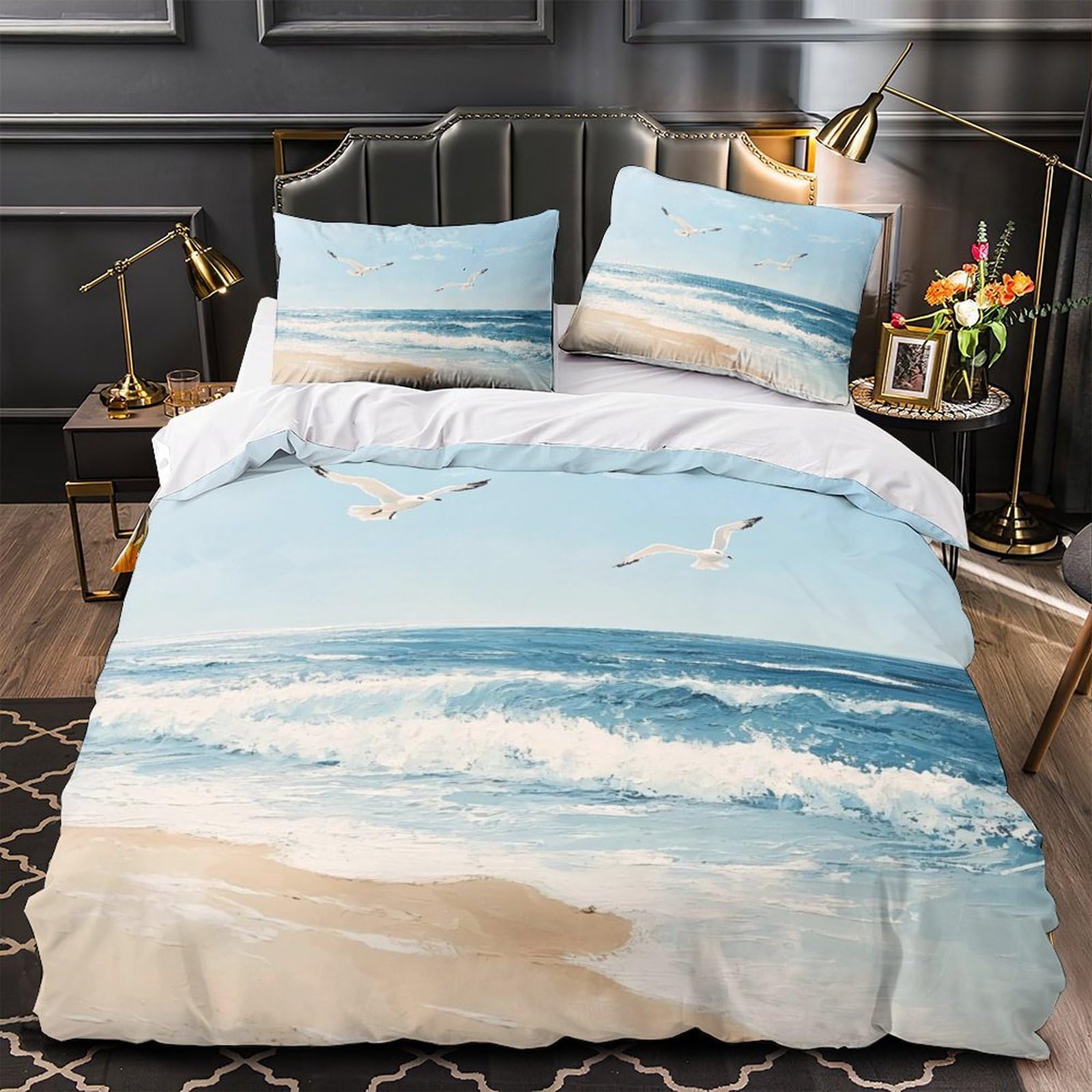 Housse de couette tortues marines 260x220 parure lit 3D microfres confort