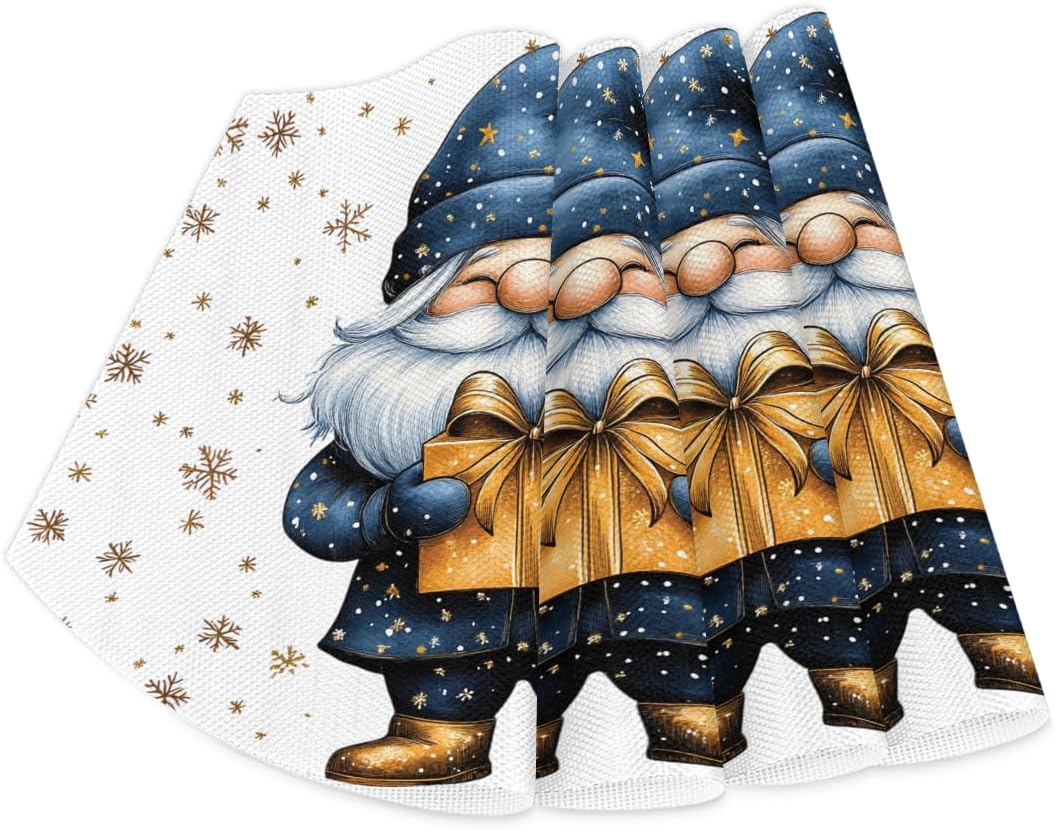 Christmas Tree Gift Wedge Placemats Set of 4+1pcs PVC Washable Wedge Place mats Round Table mat Wipeable Plastic Dining Table mats for Kitchen Indoor Outdoor Patio Table Decor
