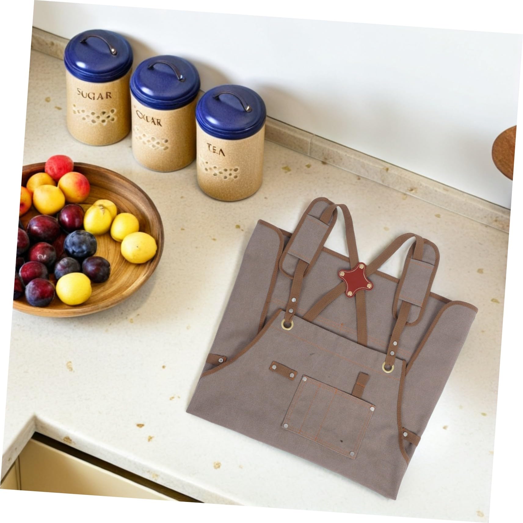 OUNONA Canvas Cross Back Schürze mit Verstellbaren Trägern Multifunktionale Gartenschürze mit Großen Taschen Arbeits Kochschürze für Männer und Frauen für Holzarbeit Garten Küche und