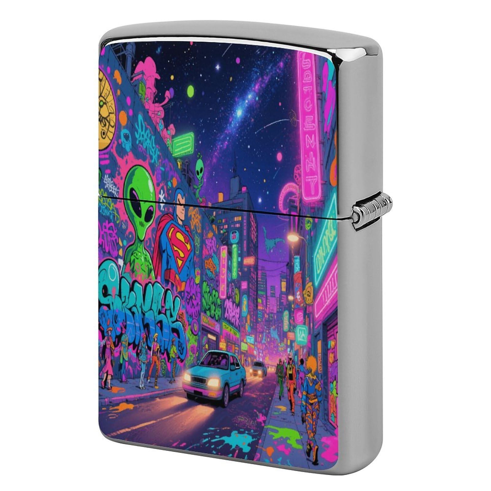 Fekiloot Style Graffiti City Lighter Case Cover Metal Lighter Case