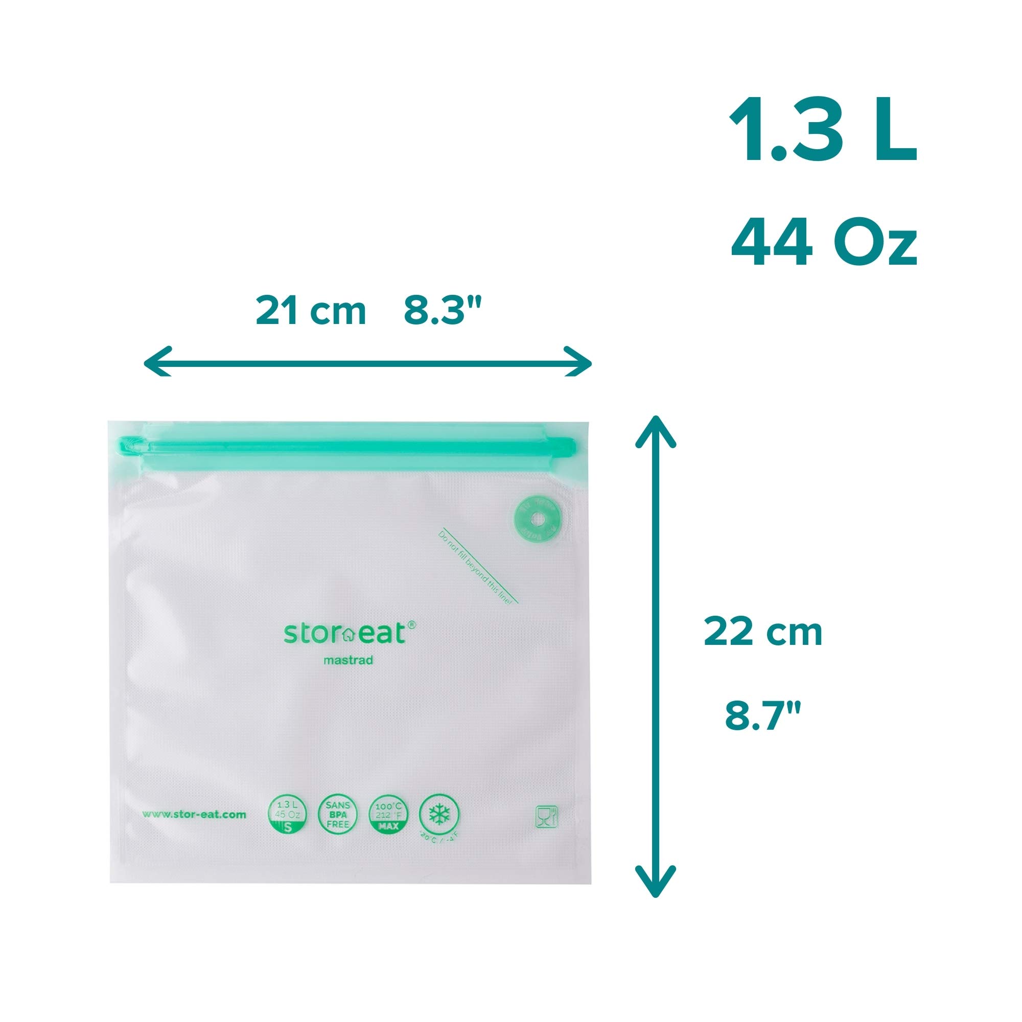MASTRAD – 1 Kit Cuisson Sous Vide Stor’eat – Composition Lot de 5 sacs de 1,3L + 5 Sacs de 3L - 1 Pompe Sous vide – 2 Pinces Spéciales Cuisson + Fermoir – Câble de Chargement USB