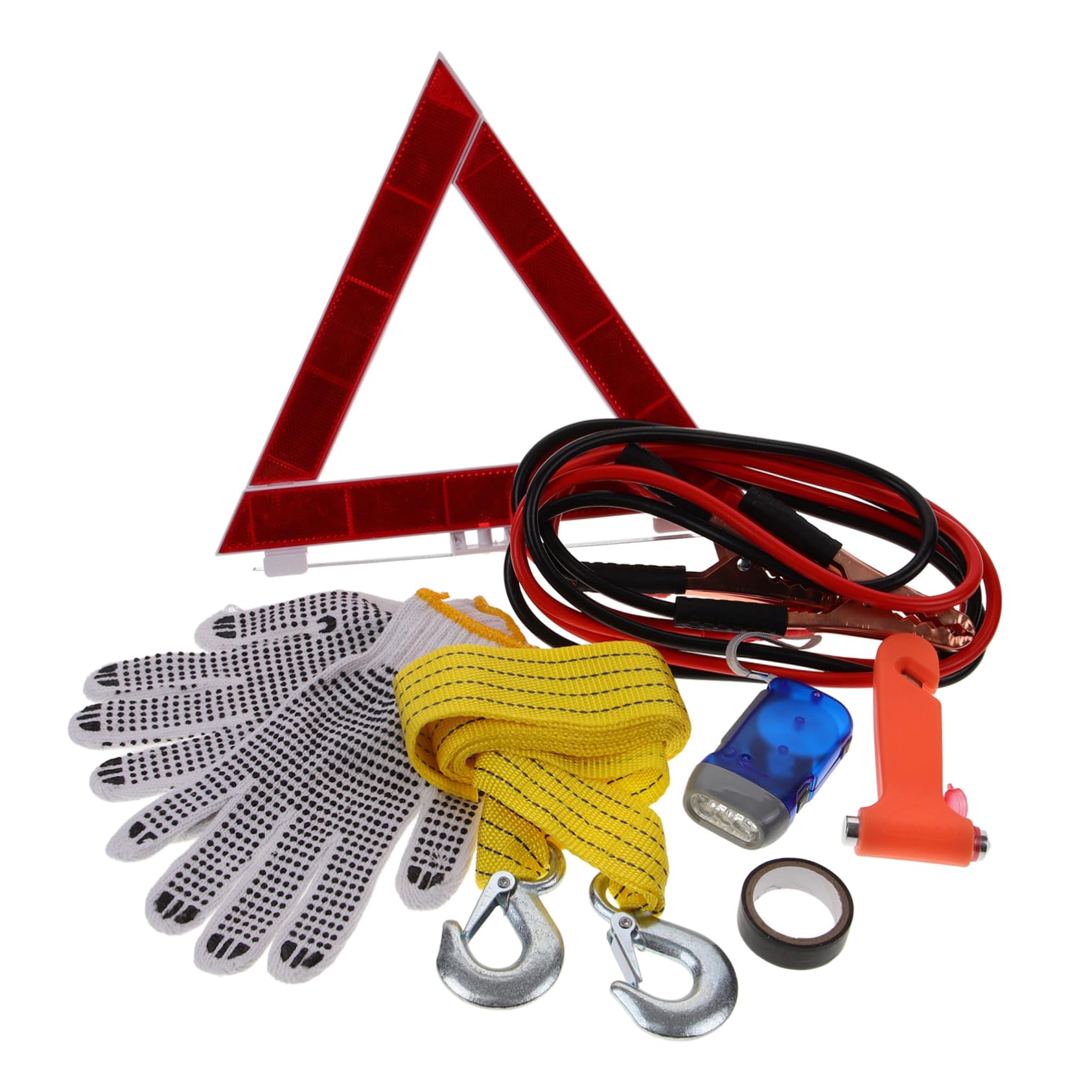 Kit Attrezzi Auto Emergenza in Abs, Gomma e Metallo | Kit di Assistenza Stradale, 8 Pezzi per Ispezioni Veicolo, Accesso Rapido in Viaggio
