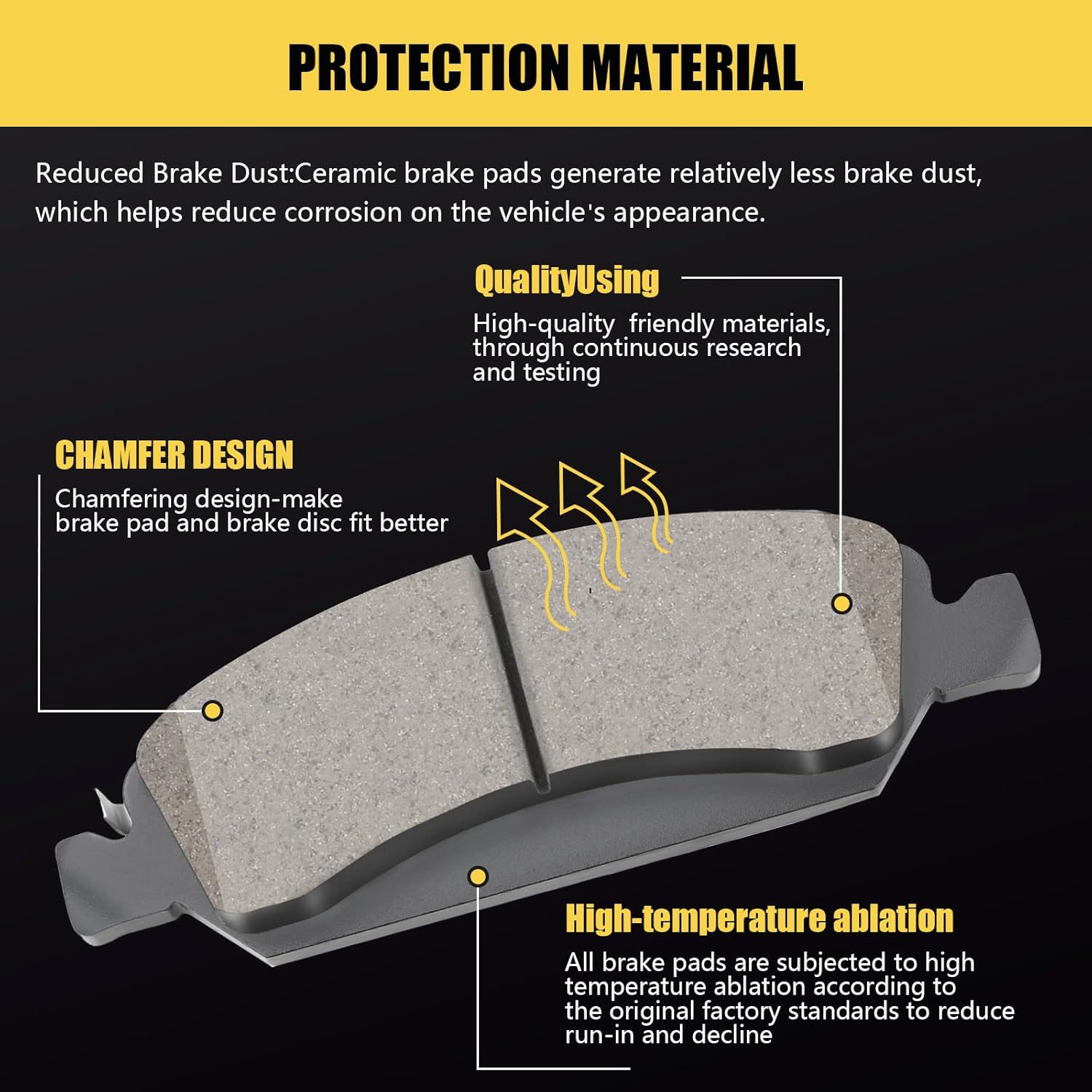 Ceramic Front Brake Pad Set Compatible with Cadillac Escalade/ESV/EXT/XTS;For Chevrolet Avalanche/Silverado/Express/Suburban/Suburban 1500/ Tahoe;For GMC Savana/Sierra/Yukon(HZ1363)