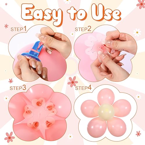 Miniatura 4 de Hiboom 72 globos hippie retro groovy, decoración de fiesta de margaritas bohemias, 12 pulgadas, margarita arco iris, mariposa, símbolo de la paz,