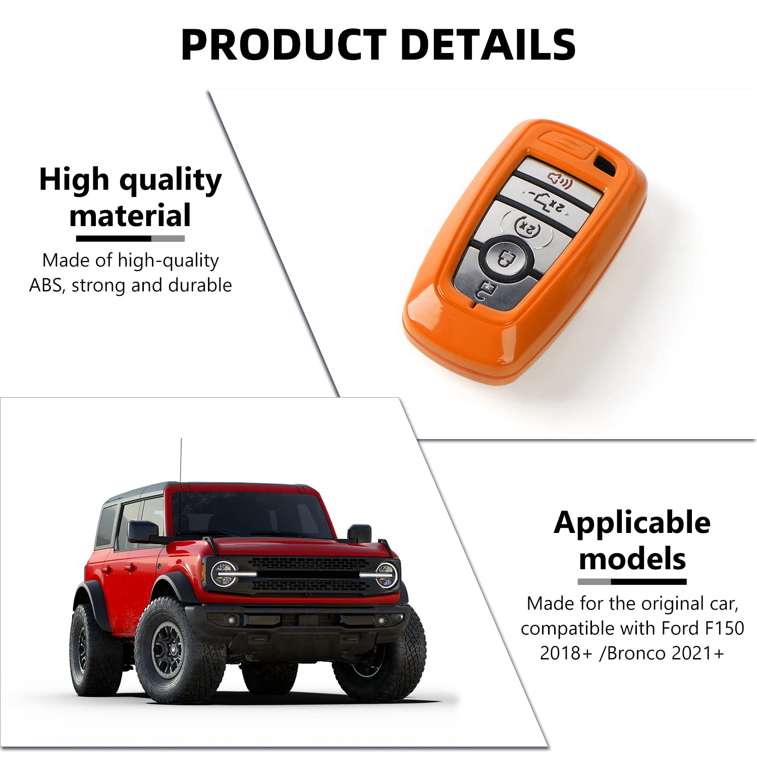 RAZPOY Ford Key Fob Cover - Heavy Zinc Alloy Shell For Bronco, Mustang, F-Series, Explorer (3-Button Smart Key) - View #3