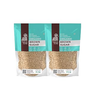 Pure & Sure Organic Brown Sugar 2Kg | 100% Unrefined & Naturally Processed | No Preservatives, No Additives|(Pack of 2)