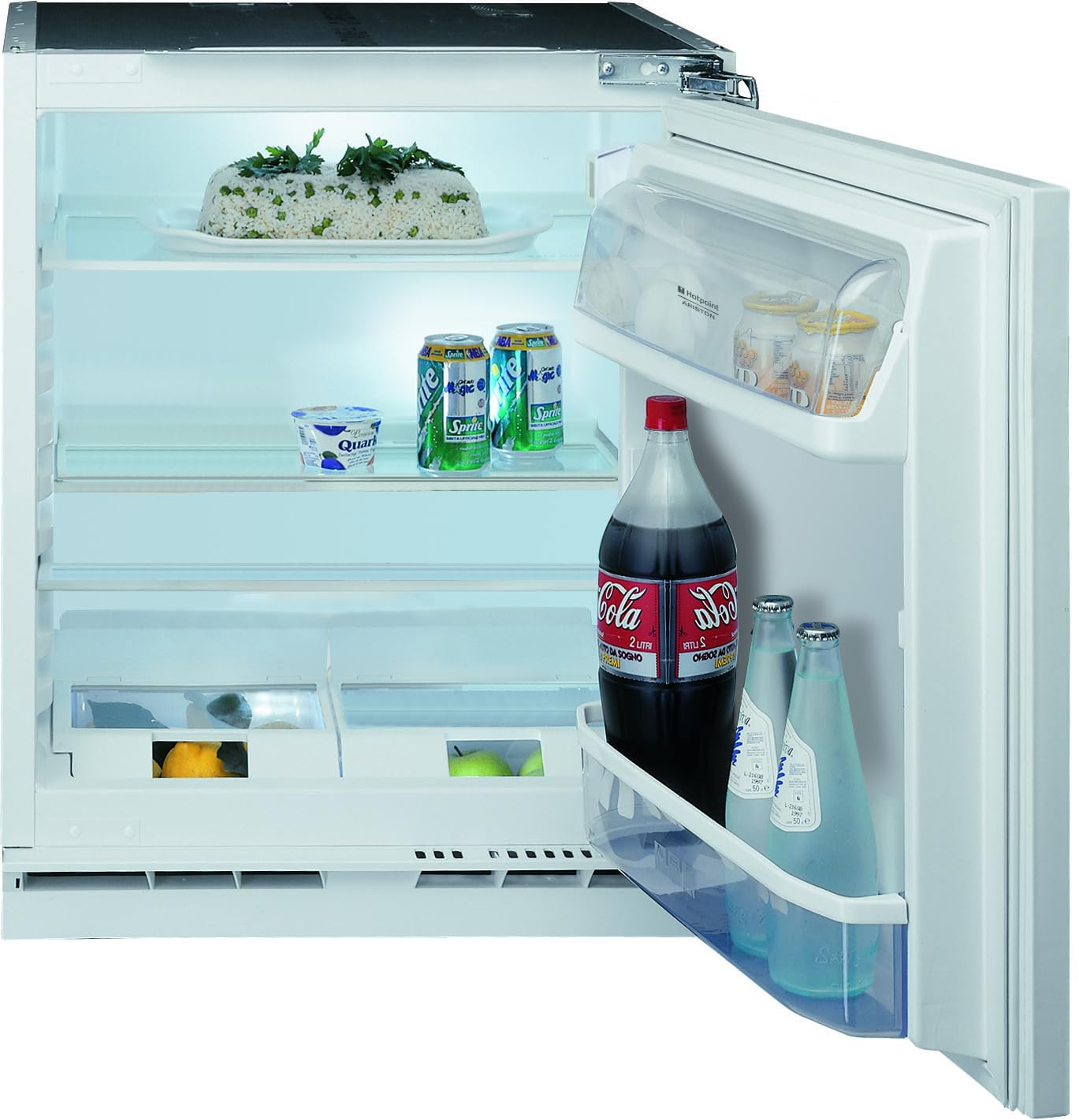 piccolo frigorifero built-in Hotpoint con portafinestra e termostato