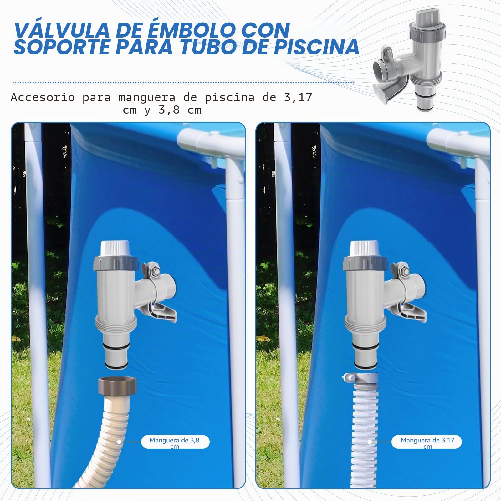 Válvula de émbolo de piscina Plus para piscina sobre el suelo, válvula de pistón 2 en 1, piezas de repuesto para piscina, accesorios para piscina Intex/Bestway/Coleman, válvula de cierre para piscinas