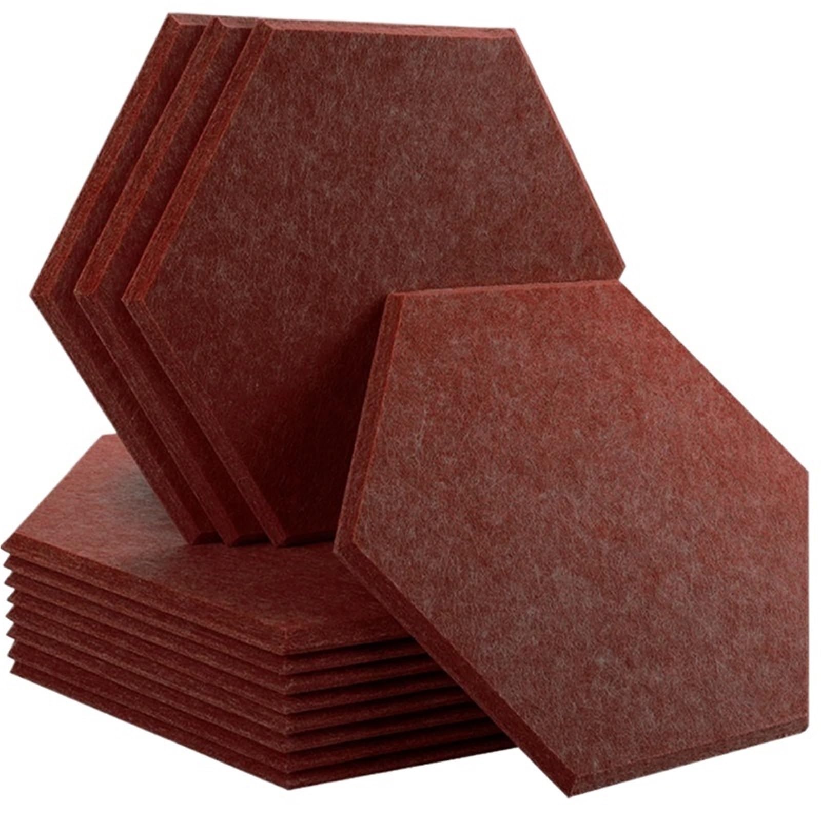 Panel Acústico Hexagonal 12 paneles absorbentes de sonido for pared, aislante acústico for estudio grabación en casa, tira sellado for puerta Para Paredes(19-Maroon,Large Hexagon,1.0cm Super Density)