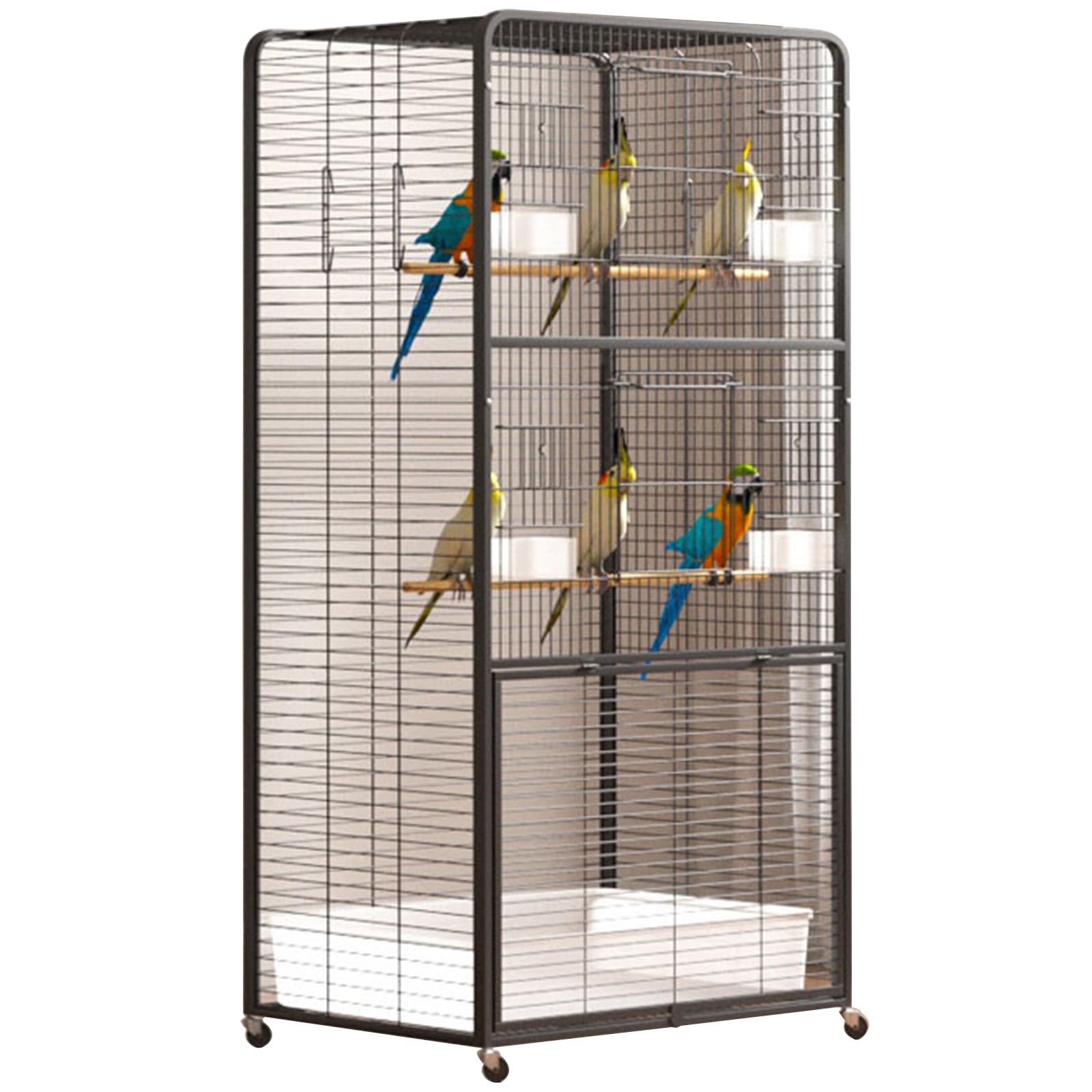 Cage à oiseaux avec toit ouvert - Volière d'intérieur pour perruches, calopsittes et conures