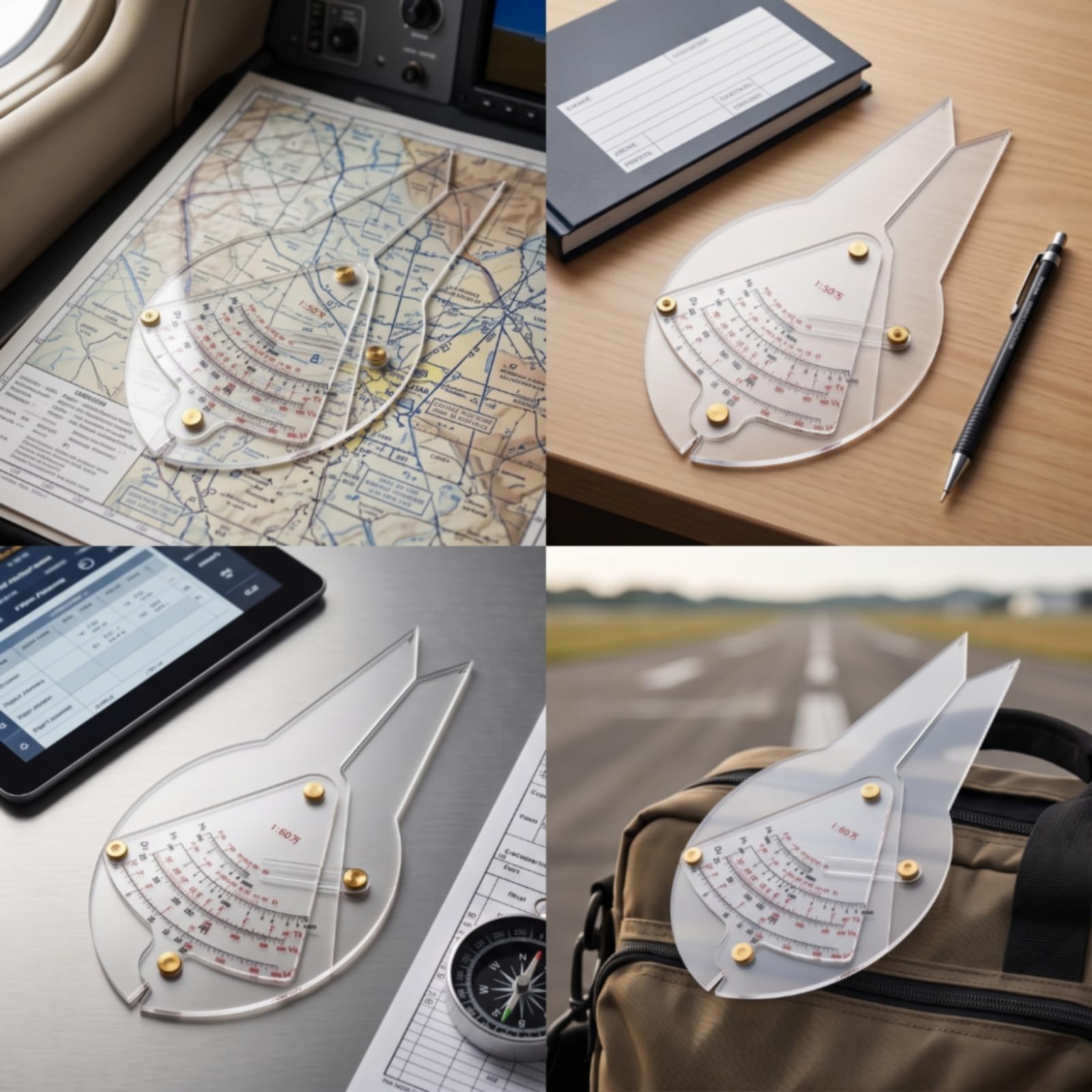 TISHITA Règle Calcul Aéronautique Précis Règle Navigation avec Curseur Compact Rapporteur pour Pilotes, Navigateurs, 1 25 000, style to 2