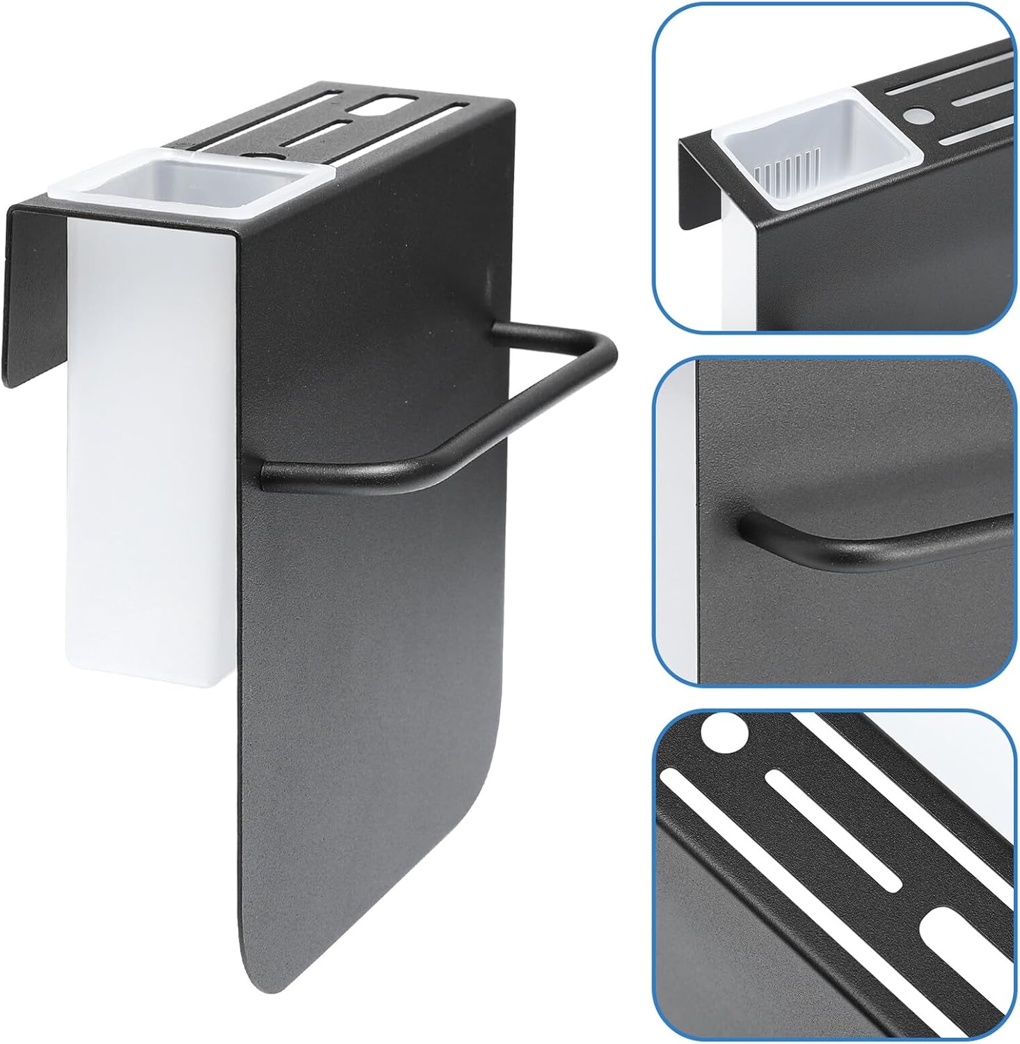 Wall-mounted Stainless Steel Knife Holder with Integrated Chopsticks and Utensil Storage Rack, Black Multi-use Kitchen Organizer for Counter and Drawer Storage