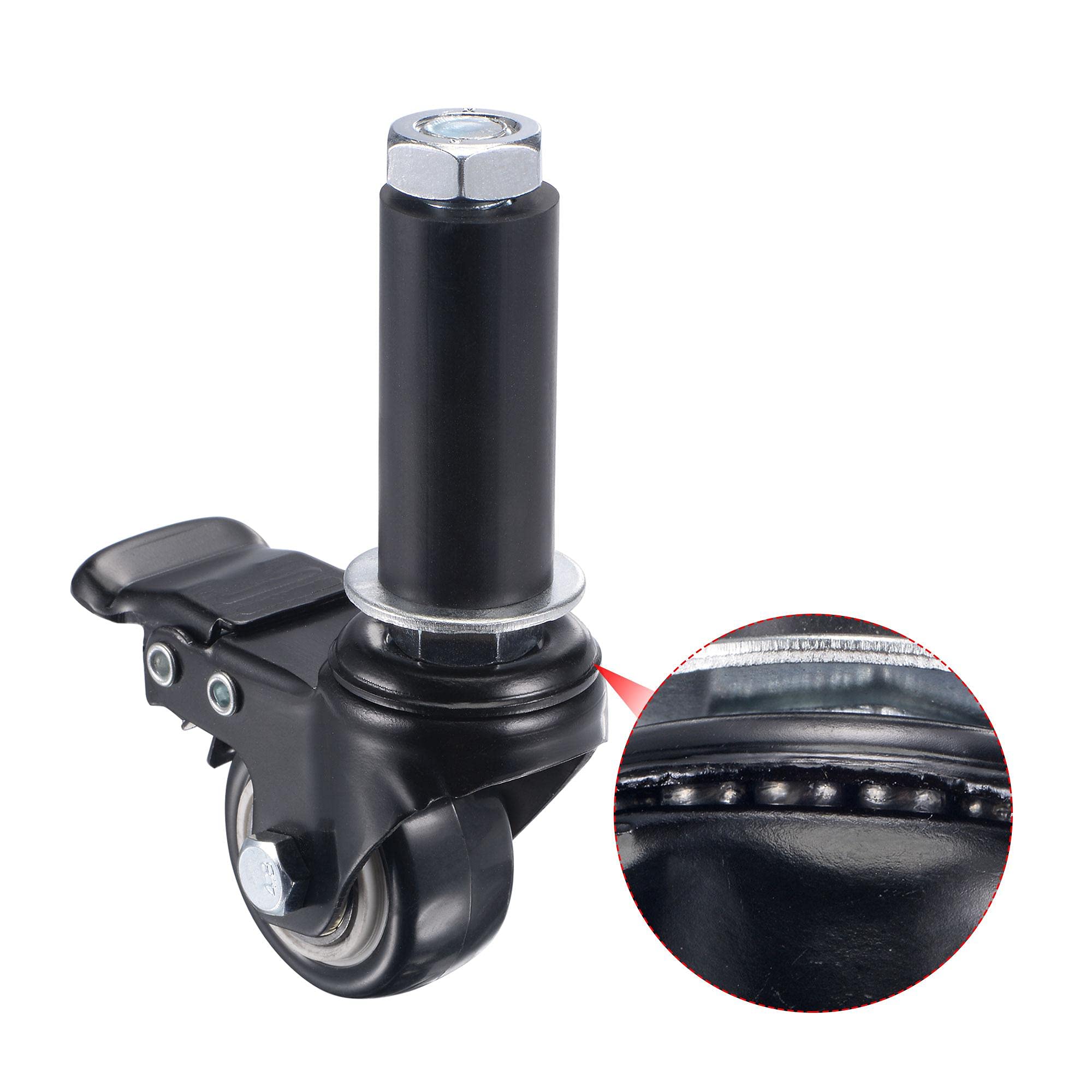 sourcing map Ruote girevoli espandibili con freno, diametro 3,8 cm, adatte per tubi da 7/8", capacità di carico 39,9 kg, per tavoli da cucina, PVC, confezione da 4